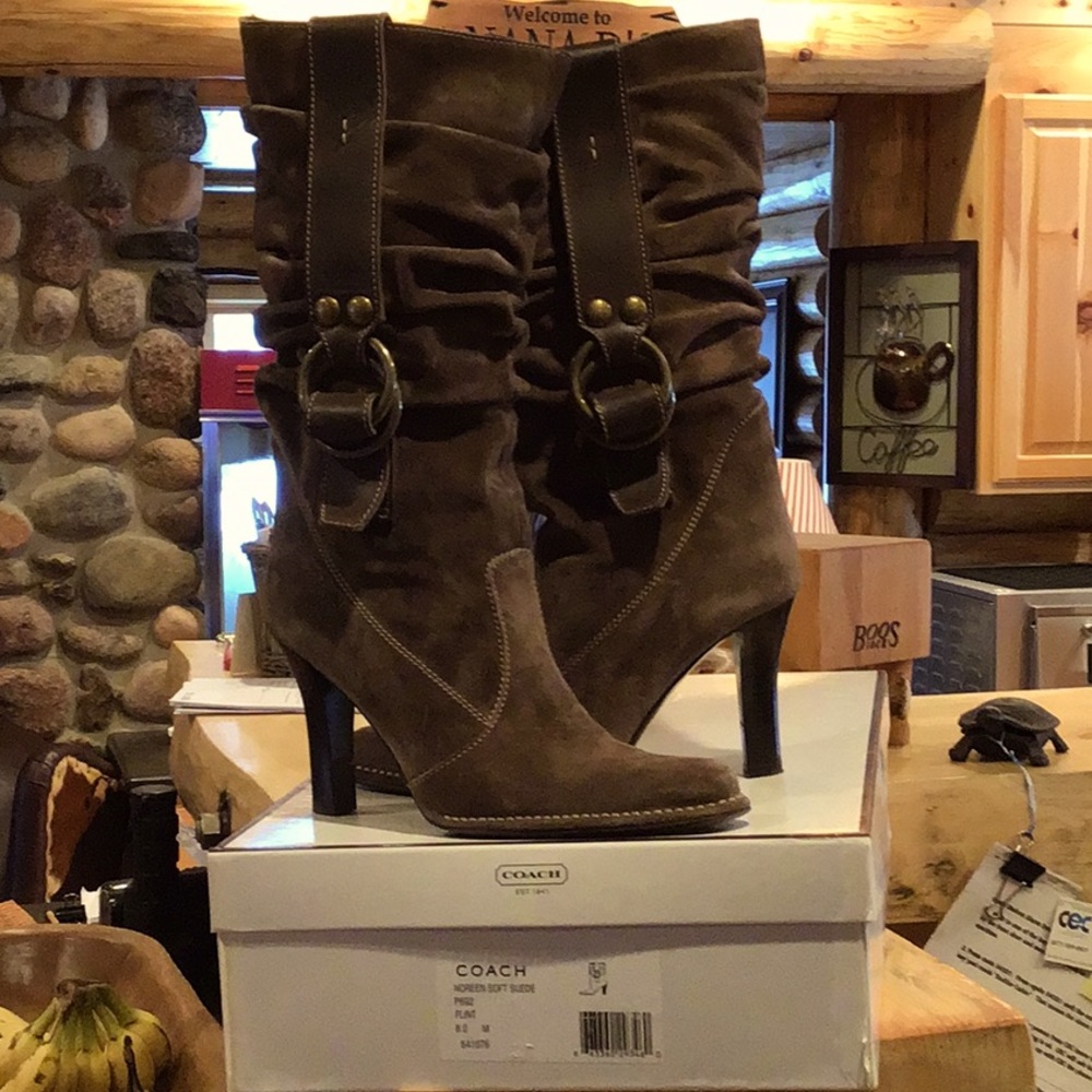 Authentic Coach Suede and Brass hardware boot